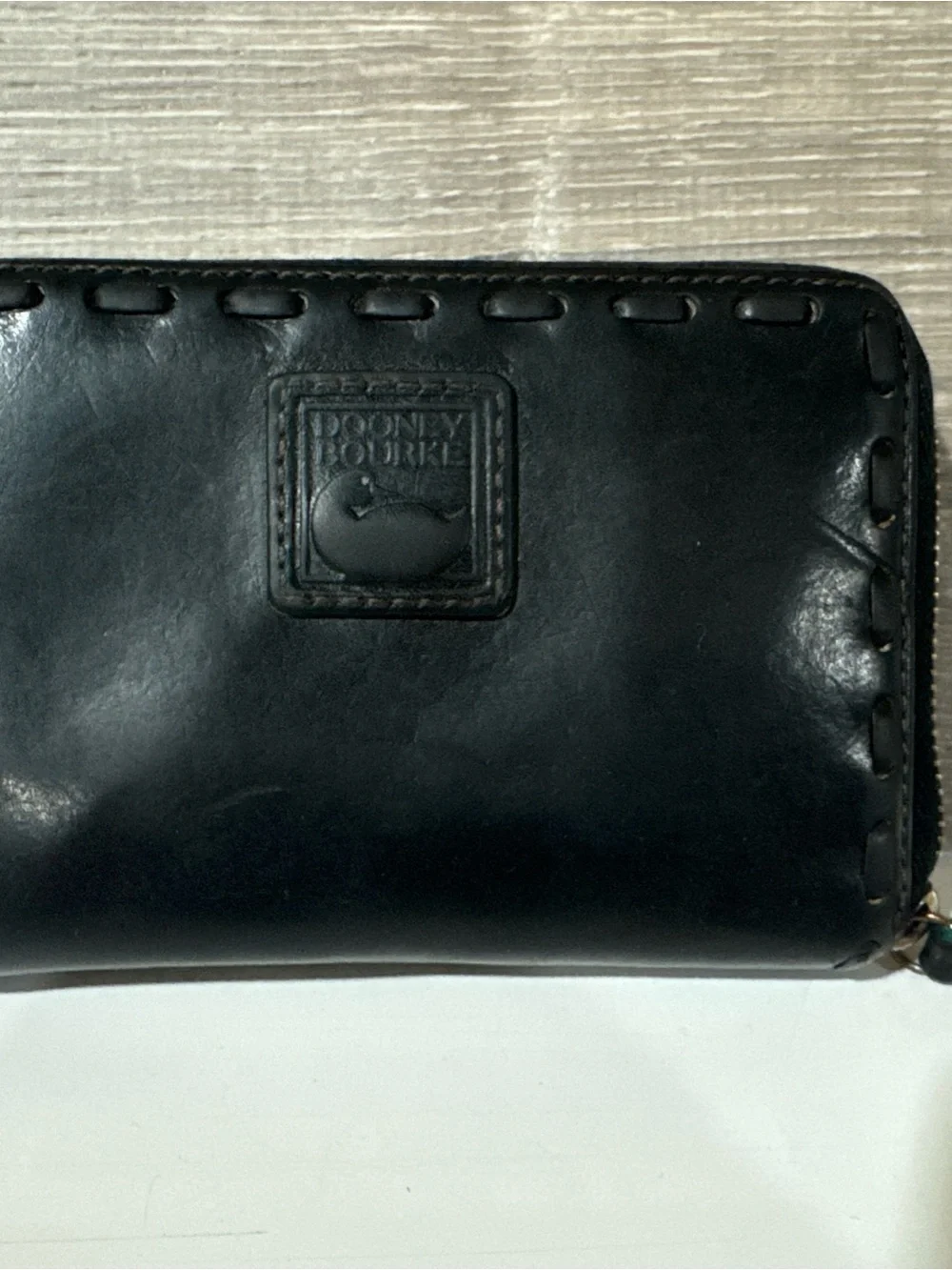 Dooney & Bourke Black Leather Logo Patch Wallet
